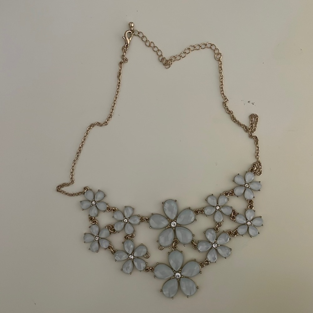 Blue flower statement necklace